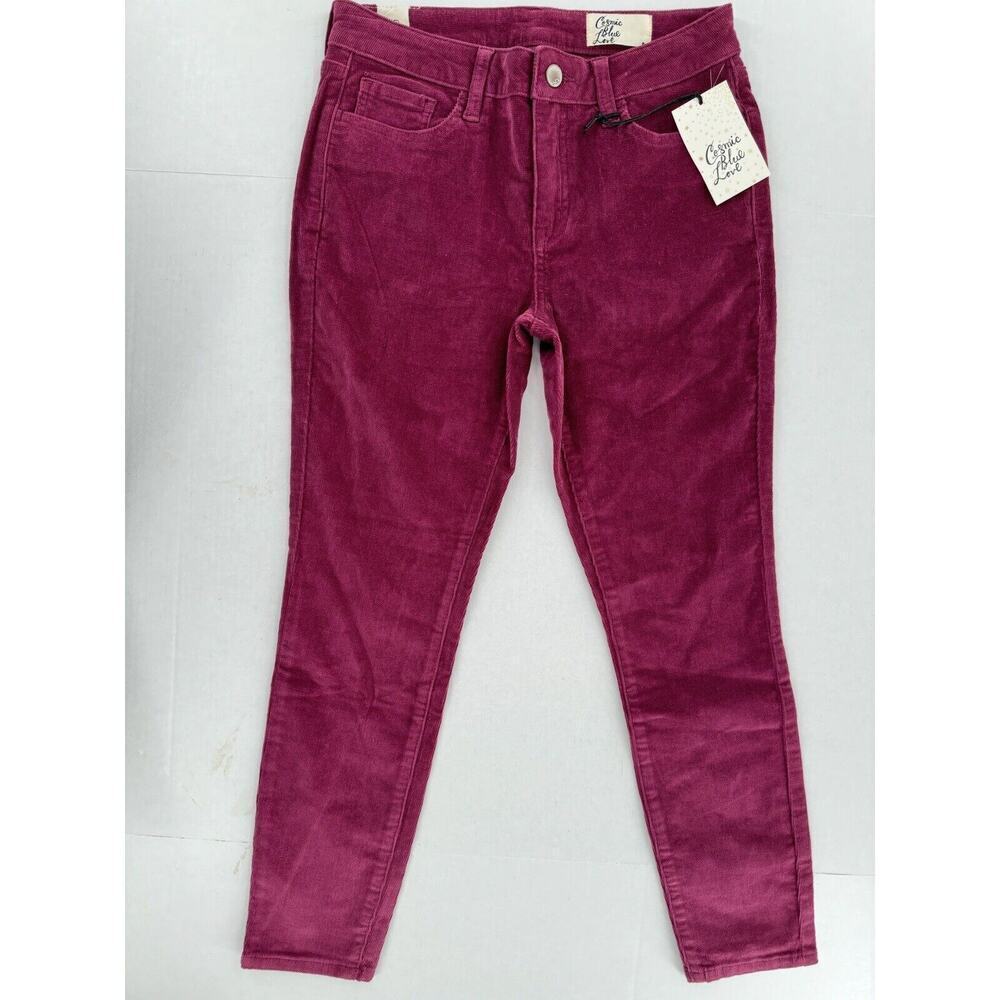 Cosmic Blue Love Jeans Women’s Size 27 Petite Corduroy Magenta Pink Skinny NWT​​